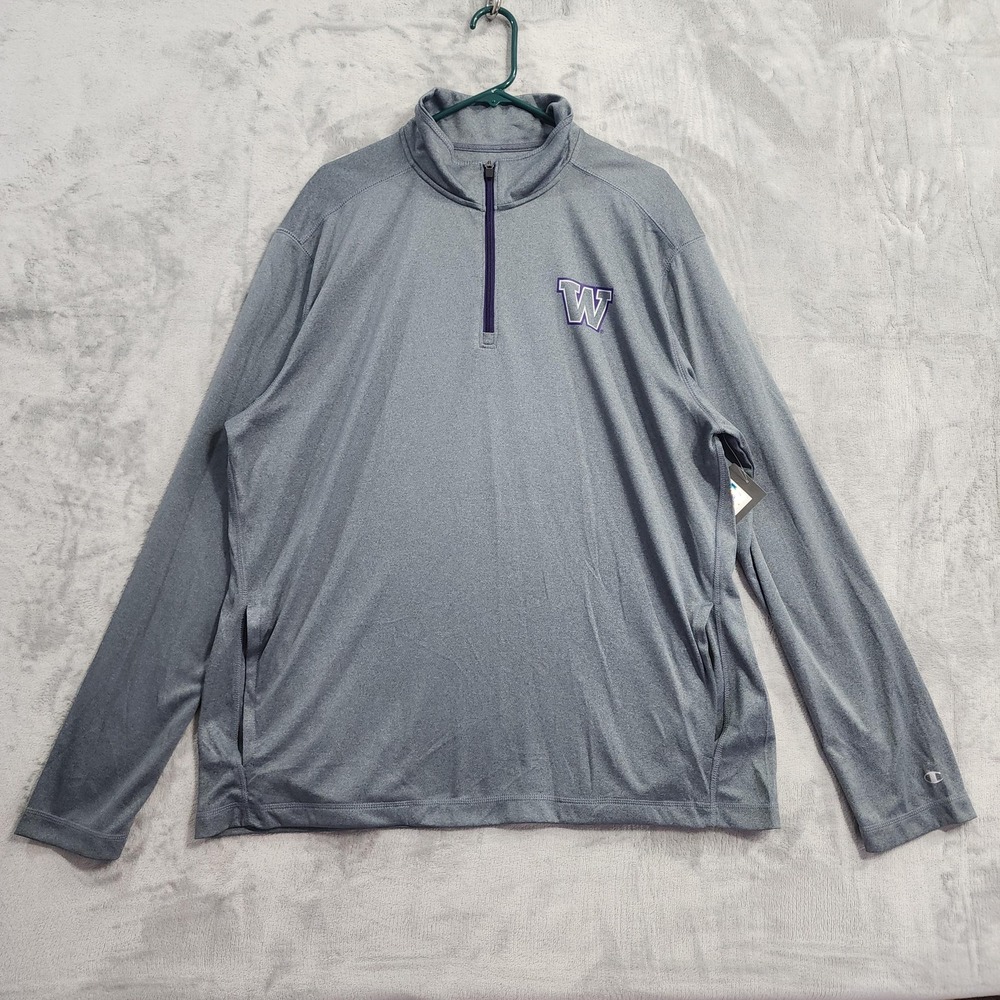 Washington Huskies Jacket Mens 2XL Gray NCAA Football Champion 1/4 Zip Pullover